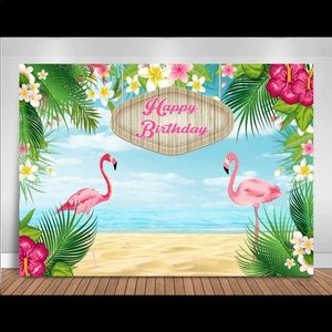 Mocsicka Flamingo Birthday Backdrop